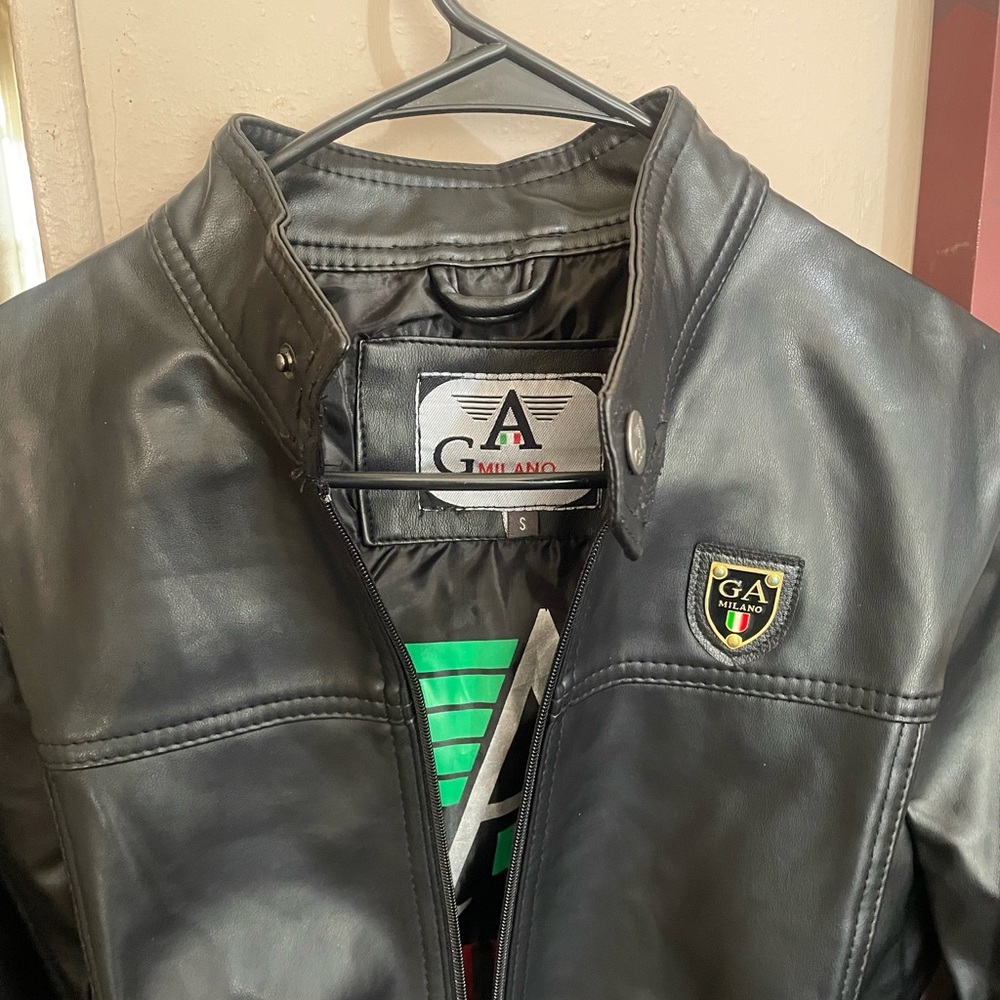 A COLLEZIONI Italian Mad Mens Black Leather Jacket Sz S NWT